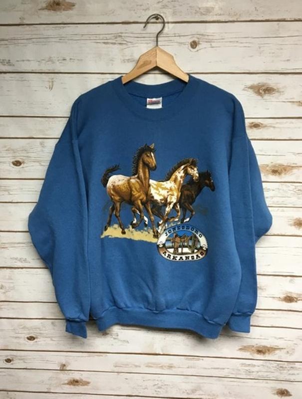 Vintage 90'S Horses Hanes Crew Neck Jonesboro Arkansas Souvenir Shirt Animal Print Menswear Athletic T-Shirts, Hoodie, Sweatshirt - T-Shirt, Sweatshirt, Hoodie