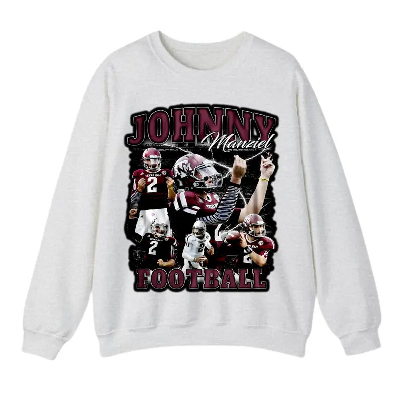 Vintage 90s Johnny Manziel Johnny Manziel Retro Johnny Manziel Football Classic Cotton T-Shirts, Hoodie, Sweatshirt - T-Shirt, Sweatshirt, Hoodie
