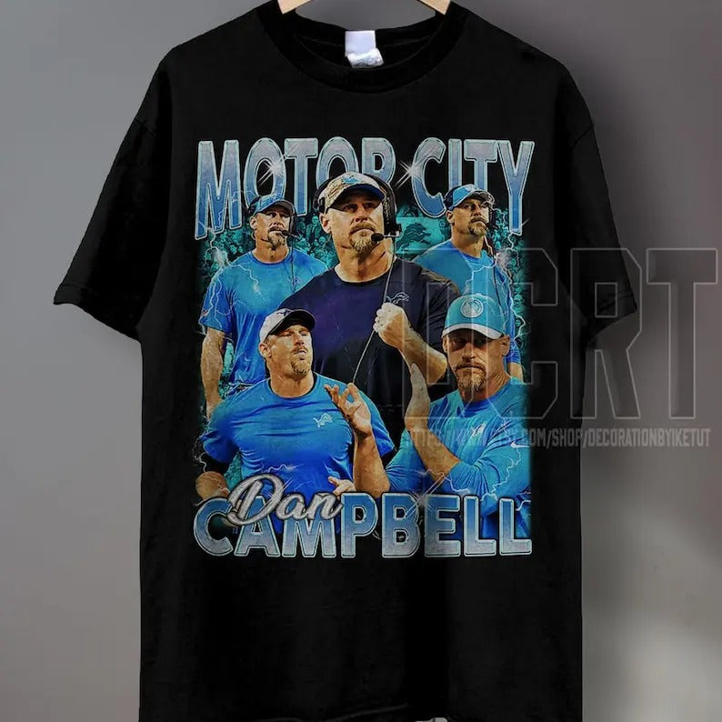 Vintage 90s Motorcity Dan Dan Campbell Shirt Vintage Sport Retro American Football Bootleg T-Shirts, Hoodie, Sweatshirt - T-Shirt, Sweatshirt, Hoodie