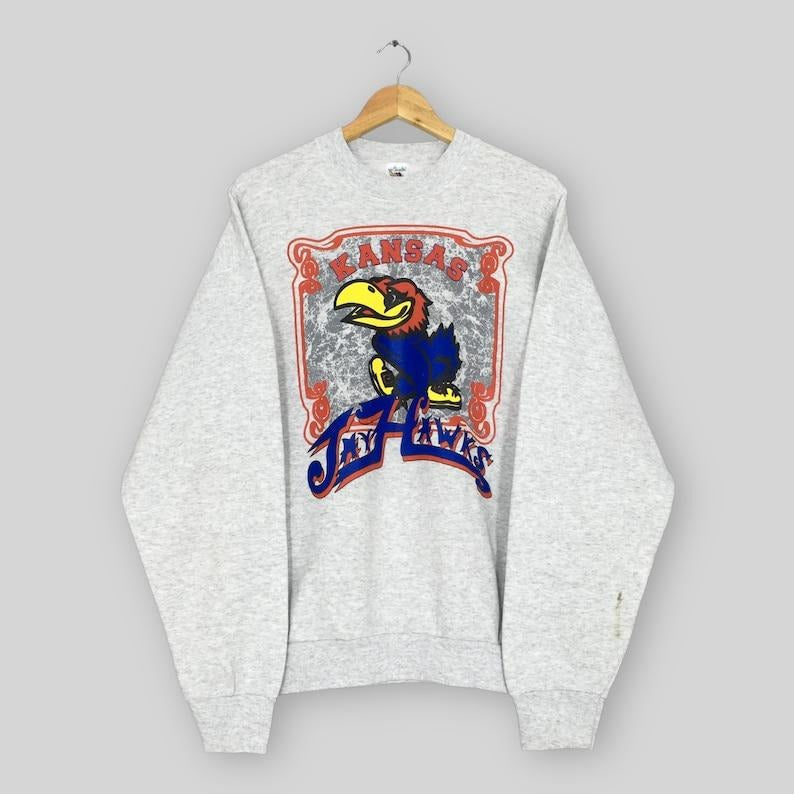 Vintage 90s Kansas Jayhawks Football NCAA XLarge KU Kansas Jayhawks Spell Out University Kansas Gray Size XL Menswear Athletic T-Shirts, Hoodie, Sweatshirt - T-Shirt, Sweatshirt, Hoodie