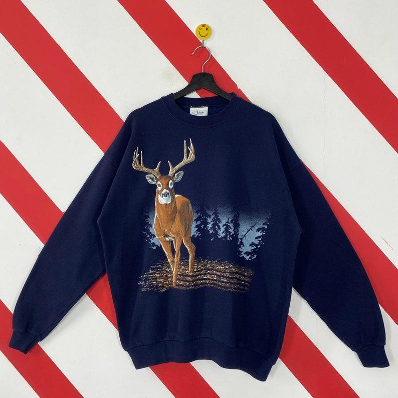 Vintage 90s Outfitters Deer Deer Deer Field Stream National Wildlife Habitat Print Logo Menswear Athletic T-Shirts, Hoodie, Sweatshirt - T-Shirt, Sweatshirt, Hoodie