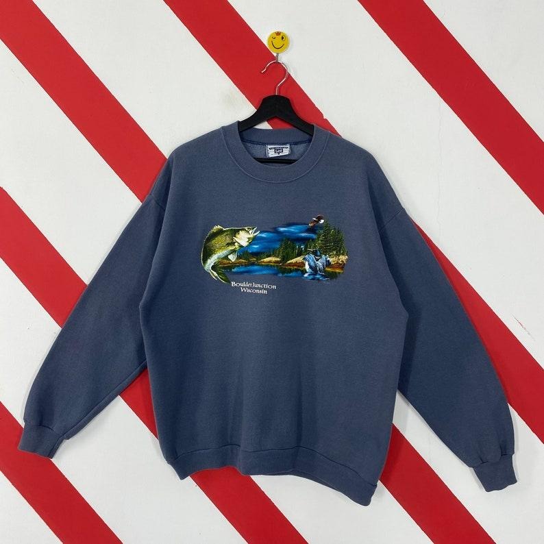 Vintage 90s Outfitters Fish Duck Field Stream National Wildlife Habitat Eagle Print Logo Menswear Athletic T-Shirts, Hoodie, Sweatshirt - T-Shirt, Sweatshirt, Hoodie