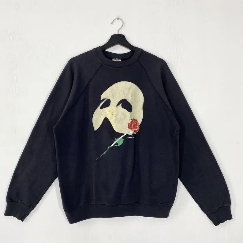 Vintage 90s Phantom Opera Phantom Opera Phantom Opera Phantom Opera Print Logo Black Menswear Athletic Collar T-Shirts, Hoodie, Sweatshirt - T-Shirt, Sweatshirt, Hoodie
