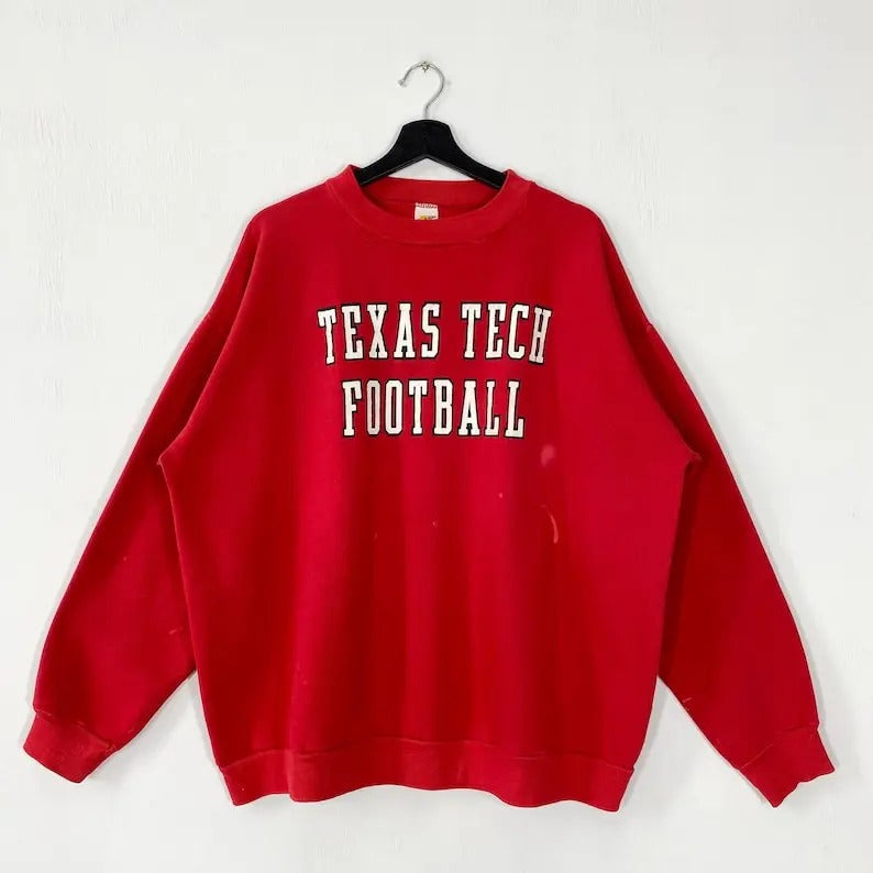 Vintage 90s Texas Tech University Texas Tech Texas Tech Texas Tech Red Raiders Print Logo Menswear Athletic Black Collar Casual T-Shirts, Hoodie, Sweatshirt - T-Shirt, Sweatshirt, Hoodie