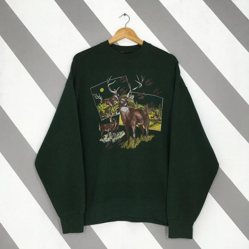 Vintage 90s Whitetail Deer Wildlife Green XLarge Great North American Deer White Tailed Deer T-Shirts, Hoodie, Sweatshirt - T-Shirt, Sweatshirt, Hoodie