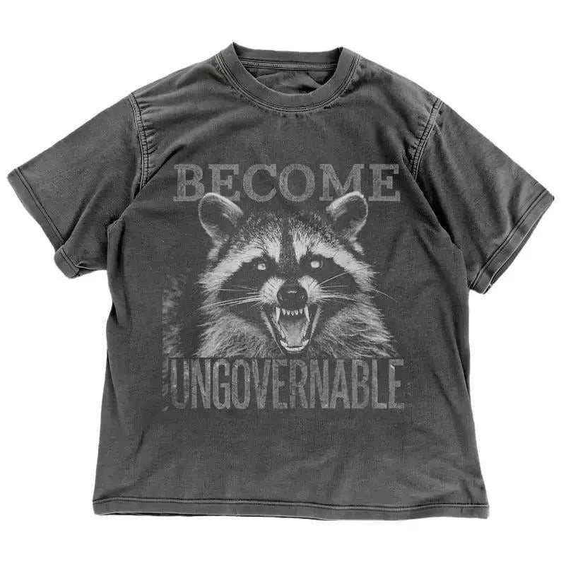 Vintage Angry Raccoon Become Ungovernable Grunge Trash Panda Meme Shirt Funny Animal Shirt Anarchy Shirt 100% Cotton T-Shirts, Hoodie, Sweatshirt - T-Shirt, Sweatshirt, Hoodie