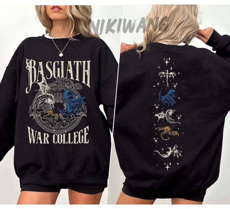 Vintage Basgiath War College 2 Sided Shirt Fourth Wing Dragon Rider ; Cotton Womenswear Light Polyester T-Shirts, Hoodie, Sweatshirt - T-Shirt, Sweatshirt, Hoodie