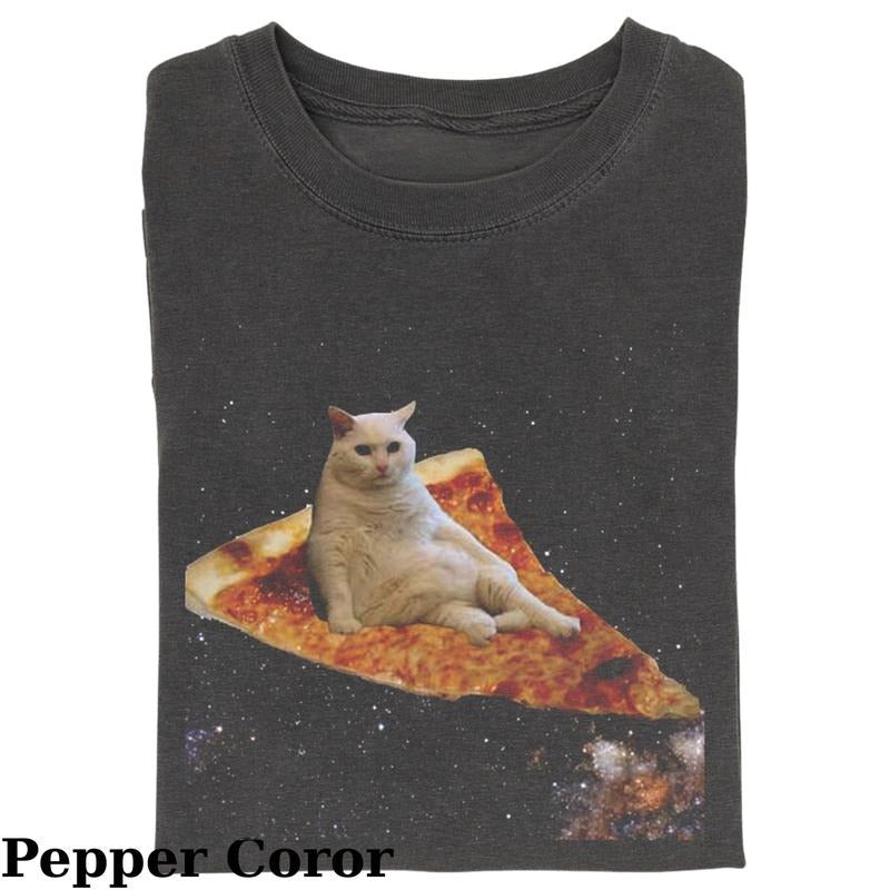 Vintage Cat Pizza Sky Stars Fantasy Kitten Cute Cat Shirt Cool Cat Love Cat Meme Cringe Funny Dumb Shirts Shirt Menswear Womenswear Streetwear T-Shirts, Hoodie, Sweatshirt - T-Shirt, Sweatshirt, Hoodie