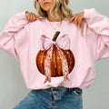 Vintage Coquette Bow Pumpkin Pink Bow Pumpkin Girly Fall Pumpkin Gothic Halloween Pumpkin Spooky Season Outfits Comfy Long Sleeve Cute Tops Casual Womenswear Comfort Fabric Cotton Top T-Shirts, Hoodie, Sweatshirt - T-Shirt, Sweatshirt, Hoodie
