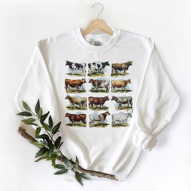 Vintage Cow Breed Cow Farm Cotton Fabric T-Shirts, Hoodie, Sweatshirt - T-Shirt, Sweatshirt, Hoodie