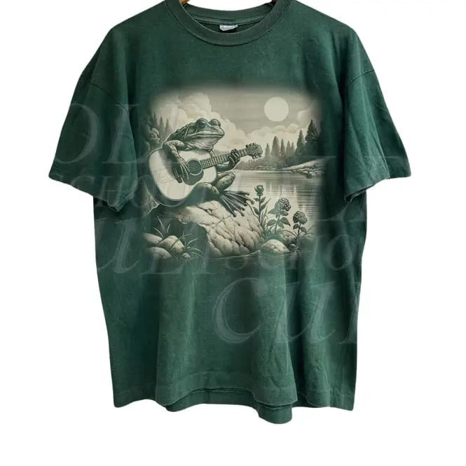 Vintage Frog Playing Guitar 90s Shirt Frog Toad Guitar Lovers Wild Free Music Lovers Frog Musician Menswear Top T-Shirts, Hoodie, Sweatshirt - T-Shirt, Sweatshirt, Hoodie