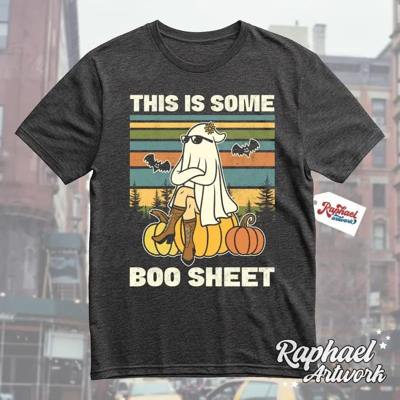 Vintage Halloween This Is Some Boo Sheet Shirt 90s Fall Trick Treat Spooky Season Cotton Menswear Top T-Shirts, Hoodie, Sweatshirt - T-Shirt, Sweatshirt, Hoodie