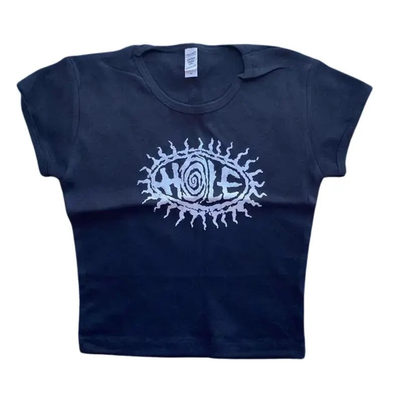 Vintage Hole Band Baby Fitted Gothic Emo Girl Y2k Top Streetwear Grunge 2000s Casual Cotton Short Sleeve Summer Girl Top T-Shirts, Hoodie, Sweatshirt - T-Shirt, Sweatshirt, Hoodie