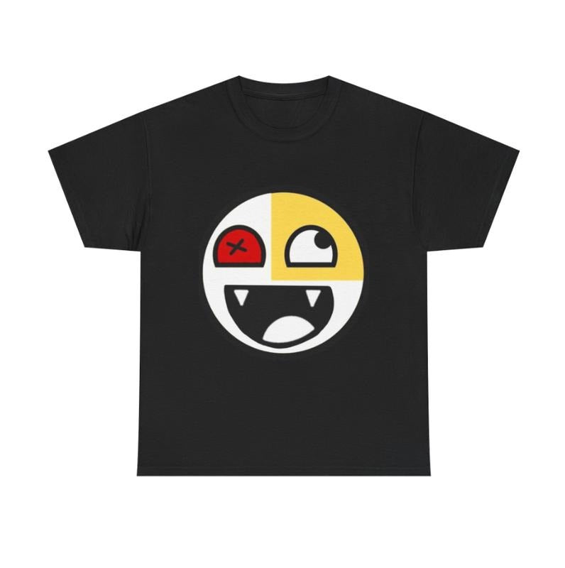 Vintage Split Face Fun Cartoon Face Streetwear Bold Smile Shirt Emo Scene Clothes Affliction Shirt Y2k Shirts Menswear Womenswear Top T-Shirts, Hoodie, Sweatshirt - T-Shirt, Sweatshirt, Hoodie