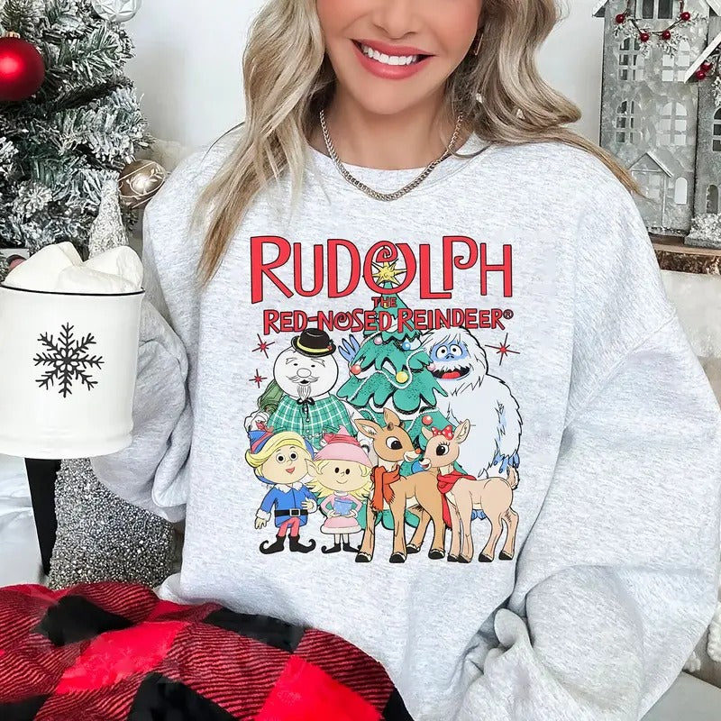 Vintage Rudolph Red Nosed Reindeer Cute Shirt Retro Vintage Rudolph Shirt Family 90s Cute Santa Shirt Cozy Winter T-Shirts, Hoodie, Sweatshirt - T-Shirt, Sweatshirt, Hoodie