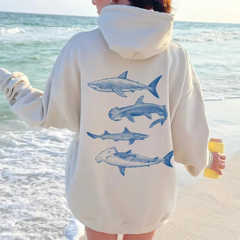 Vintage Shark Hammerhead Great White Hooded Womenswear Shirt Sea Creatures Nature Top Shark Lover T-Shirts, Hoodie, Sweatshirt - T-Shirt, Sweatshirt, Hoodie