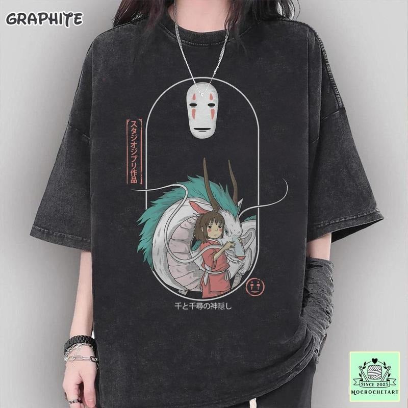 Vintage Spirited Away Shirt Studio Ghibli Shirt No Face Haku Chihiro Shirt Studio Ghibli Shirt T-Shirts, Hoodie, Sweatshirt - T-Shirt, Sweatshirt, Hoodie