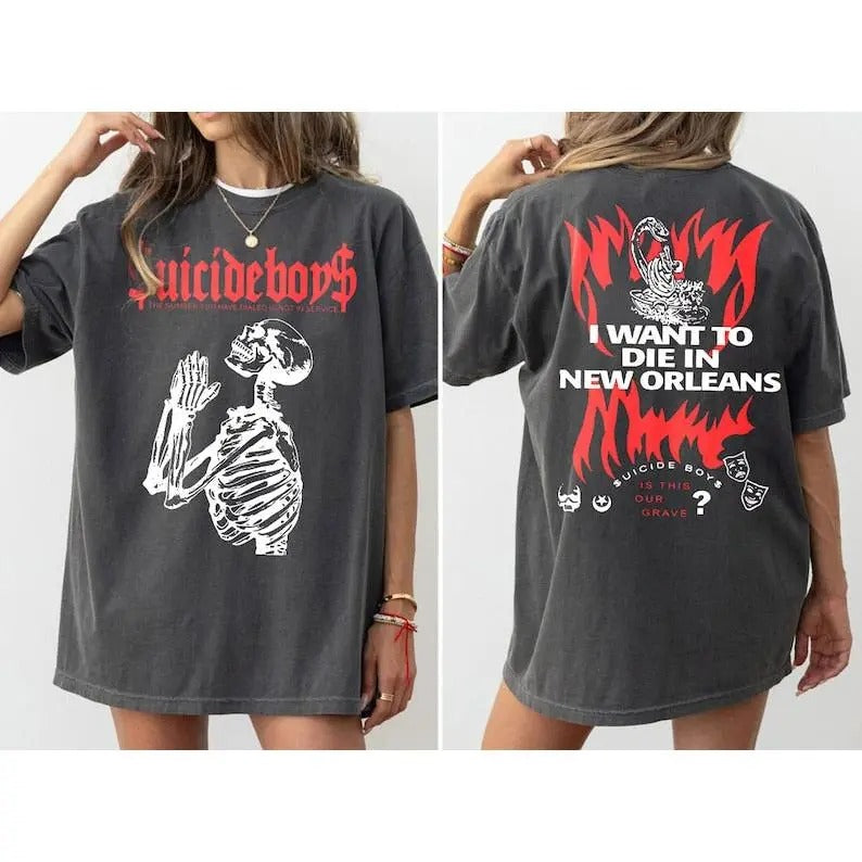 Vintage Suicide Tour Shirt I Want Die New Orleans Shirt Suicideboys HipHop Shirt Scrim Grey Day Tour T-Shirts, Hoodie, Sweatshirt - T-Shirt, Sweatshirt, Hoodie