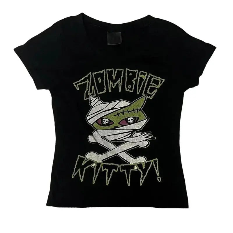 Vintage Zombie Kitty Baby Gothic Emo Girl Top Y2k Top Streetwear Scene 2000s T-Shirts, Hoodie, Sweatshirt - T-Shirt, Sweatshirt, Hoodie