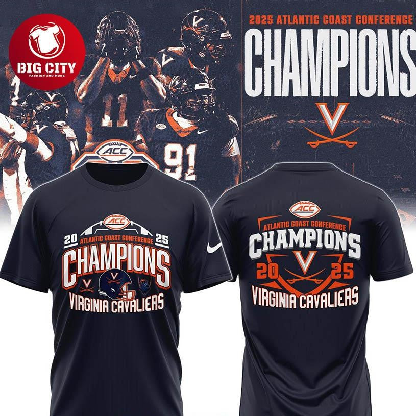 Virginia Cavaliers Atlantic Coast Conference Champions 2025 Two Sided Shirt Unisex T-shirt, Sweatshirt, Hoodie, Long Sleeve Tee - T-Shirt, Sweatshirt, Hoodie