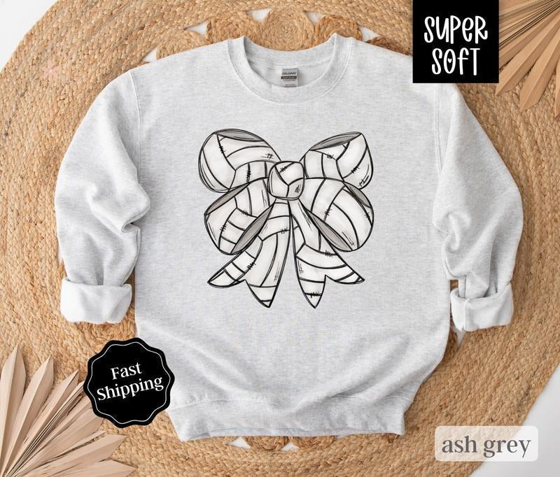 Volleyball Bow Game Day Volleyball Fall Sweaterstyle{N002}2 T-Shirts, Hoodie, Sweatshirt - T-Shirt, Sweatshirt, Hoodie