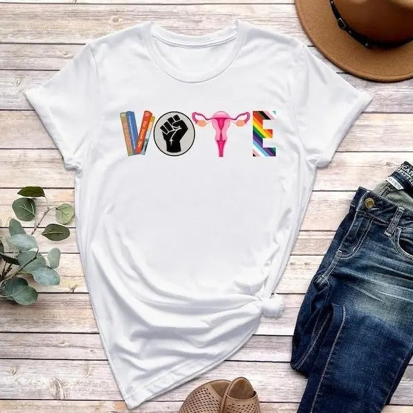 Vote Shirt Banned Books Shirt Reproductive Rights BLM Shirts Political Activism Shirt Pro Roe V Wade Election LGBTQ Shirt T-Shirts, Hoodie, Sweatshirt - T-Shirt, Sweatshirt, Hoodie