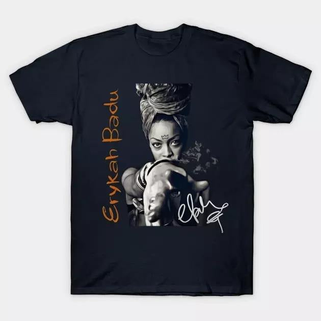 Vtg Erykah Badu Music Star Cotton Black All Size Shirt LL083 Her Him Fan Shirt Menswear Top Decoration Womenswear Fit T-Shirts, Hoodie, Sweatshirt - T-Shirt, Sweatshirt, Hoodie