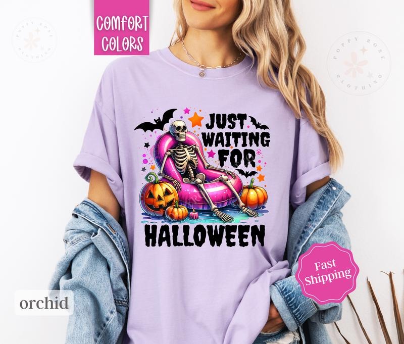 Waiting Halloween Shirt Comfort Colors Skeleton Spooky Season Shirt Teestyle{N002}2 T-Shirts, Hoodie, Sweatshirt - T-Shirt, Sweatshirt, Hoodie