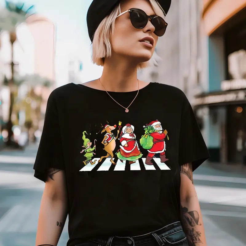 Walking Santa Road Shirt Santa Claus Friends Xmas Festive Party Shirt Family Xmas Group T-Shirts, Hoodie, Sweatshirt - T-Shirt, Sweatshirt, Hoodie