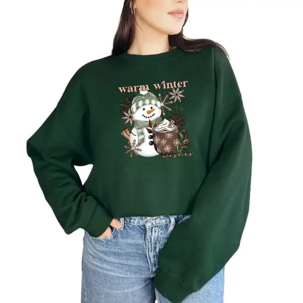 'Warm Winter Wishes' Snowman & Hot Chocolate Cutesy Casual Comfort Skulls T-Shirts, Hoodie, Sweatshirt - T-Shirt, Sweatshirt, Hoodie
