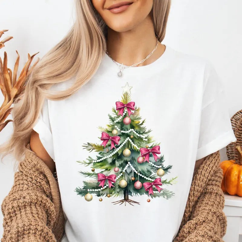 Watercolor Coquette Tree Coquette Bow Shirt Cute Shirt Bow Tree Shirt Coquette Bow Shirt T-Shirts, Hoodie, Sweatshirt - T-Shirt, Sweatshirt, Hoodie