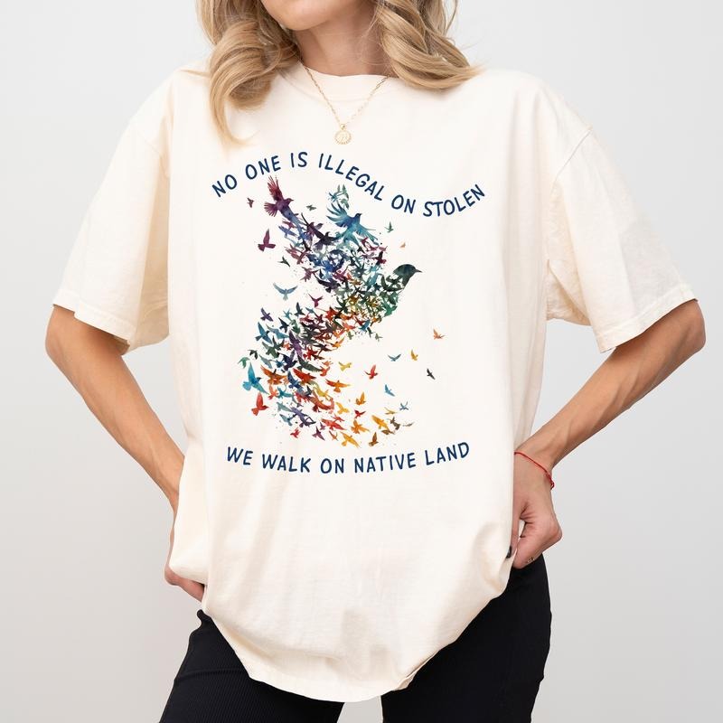 We Walk Native Land Comfort Colors Shirt Independent Birds Activist Native American T-Shirts, Hoodie, Sweatshirt - T-Shirt, Sweatshirt, Hoodie