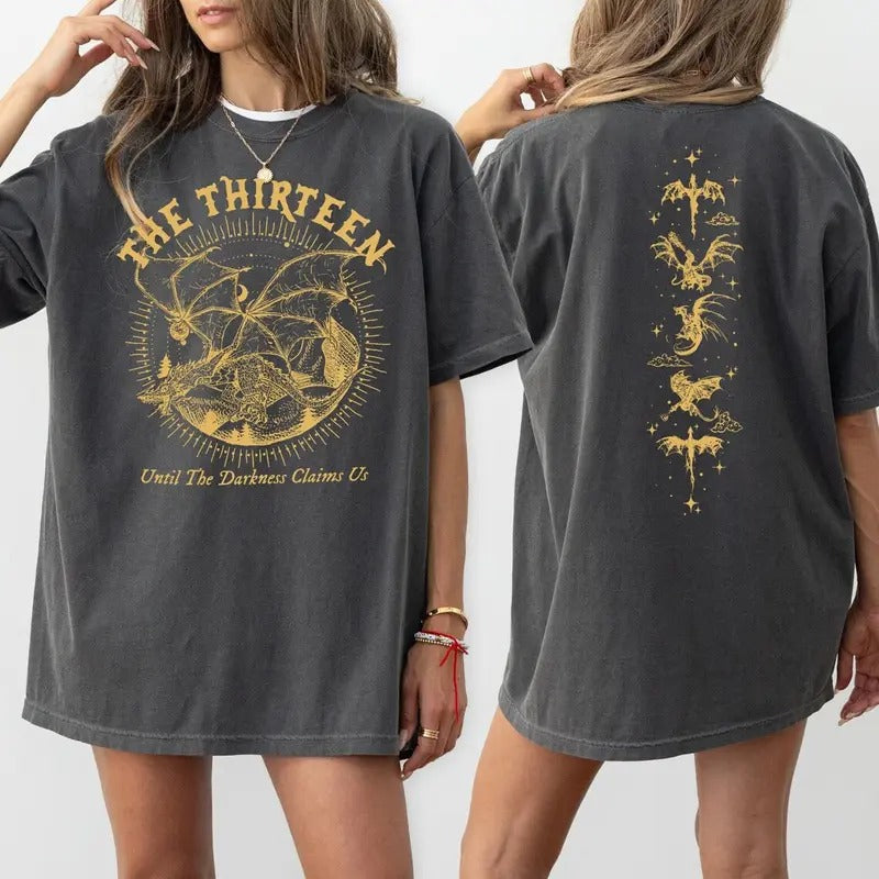 We Are Thirteen Comfort Colors Shirt Now Until Darkness Claims Us Thirteen Throne Glass ACOTAR Sarah J Mass Sjm Crescent City Womenswear T-Shirts, Hoodie, Sweatshirt - T-Shirt, Sweatshirt, Hoodie