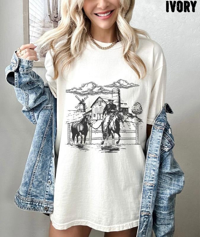 Western Cowboy Shirt Vintage Cowboy Shirt Rodeo Cowgirl Rodeo Shirt Country Vintage Cotton Shirt T-Shirts, Hoodie, Sweatshirt - T-Shirt, Sweatshirt, Hoodie