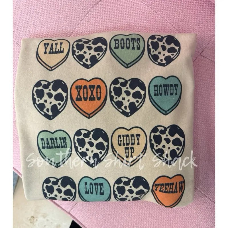 Western Cowprint Conversation Hearts ~ Sand T-Shirts, Hoodie, Sweatshirt - T-Shirt, Sweatshirt, Hoodie