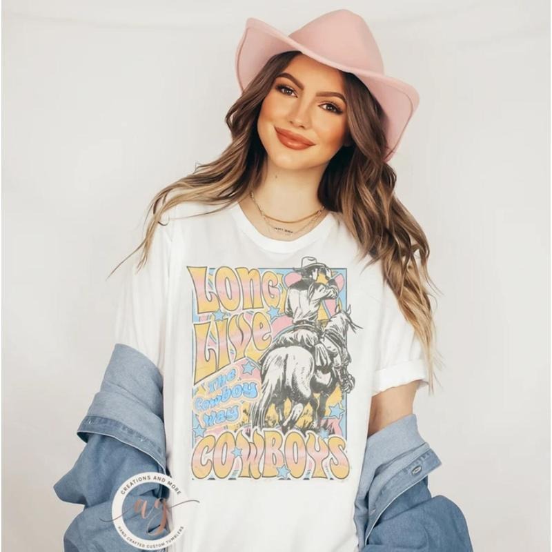 Western Long Live Cowboys Retro Cowboy Western Sublimation Shirt G3FDB T-Shirts, Hoodie, Sweatshirt - T-Shirt, Sweatshirt, Hoodie