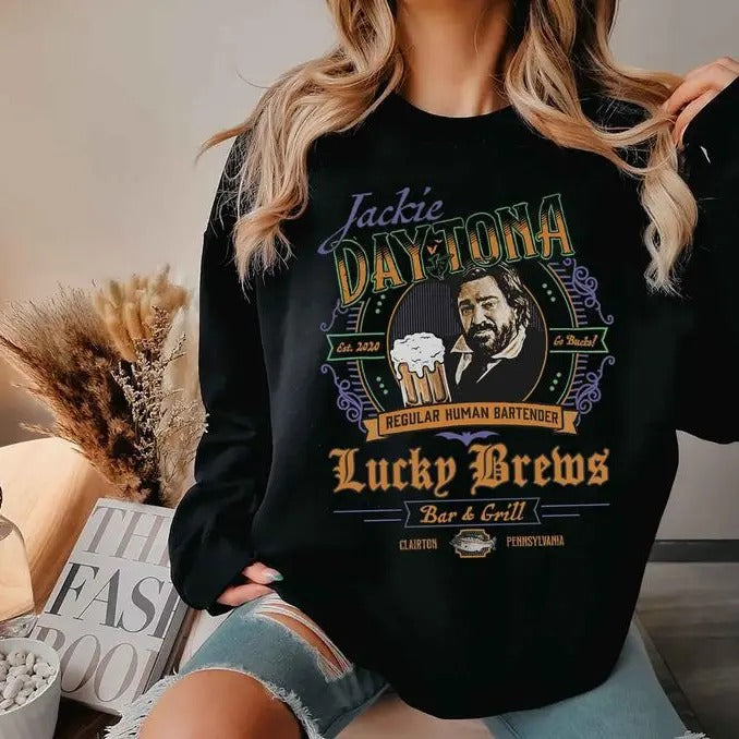 What We Do Shadows Shirt Jackie Daytona Regular Human Bartender Lucky Brews Shirt T-Shirts, Hoodie, Sweatshirt - T-Shirt, Sweatshirt, Hoodie