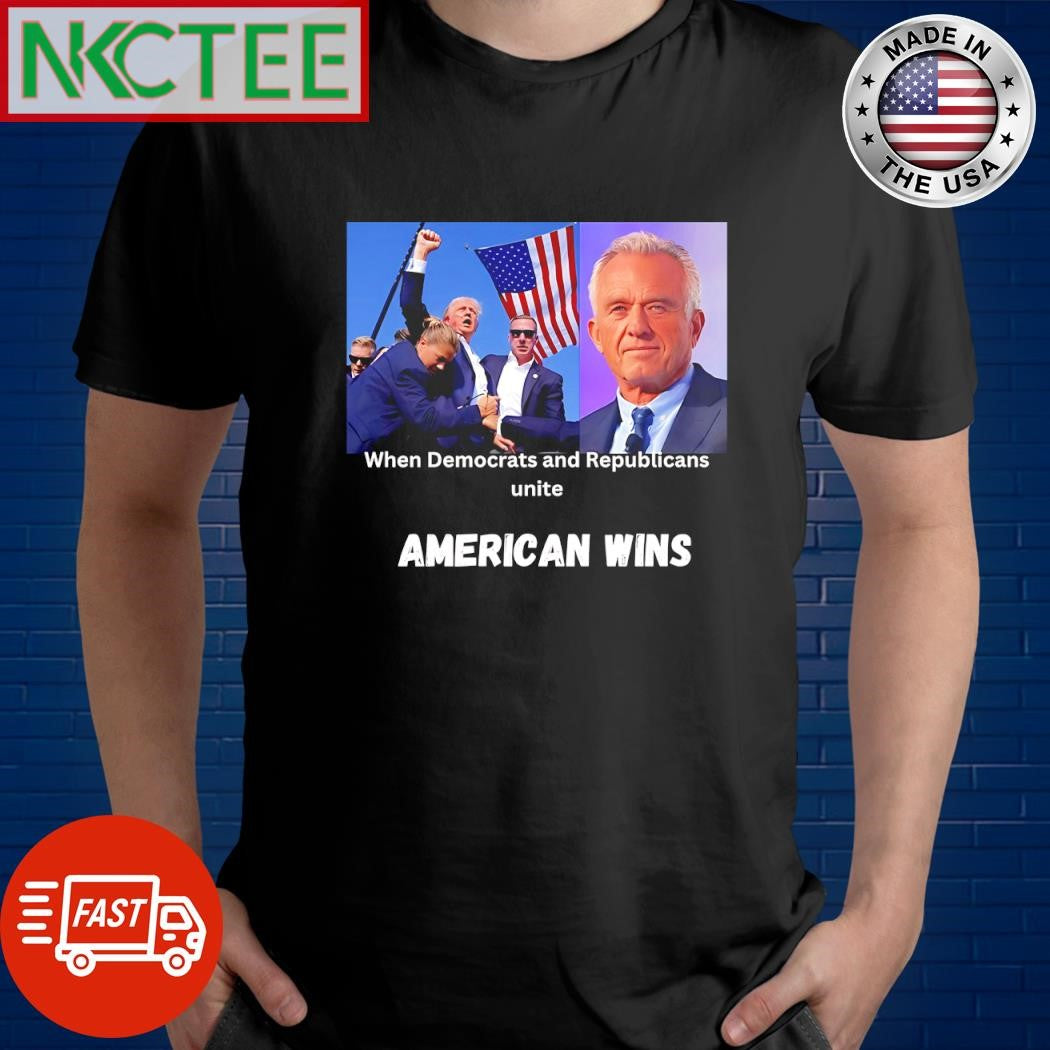 When Democrats and Republicans unite America wins Robert F Kennedy Jr Donald Trump shirt Unisex T-shirt, Sweatshirt, Hoodie, Long Sleeve Tee - T-Shirt, Sweatshirt, Hoodie