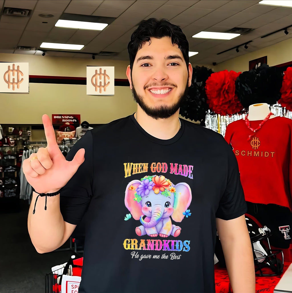 When God made grandkids he gave me the best cartoon elenphant shirt Unisex T-shirt, Sweatshirt, Hoodie, Long Sleeve Tee - T-Shirt, Sweatshirt, Hoodie