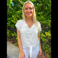 White Flowy Tie Top T-Shirts, Hoodie, Sweatshirt - T-Shirt, Sweatshirt, Hoodie
