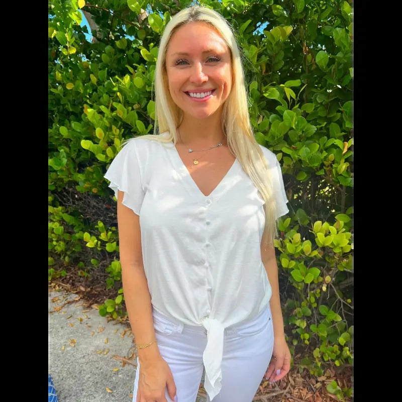 White Flowy Tie Top T-Shirts, Hoodie, Sweatshirt - T-Shirt, Sweatshirt, Hoodie