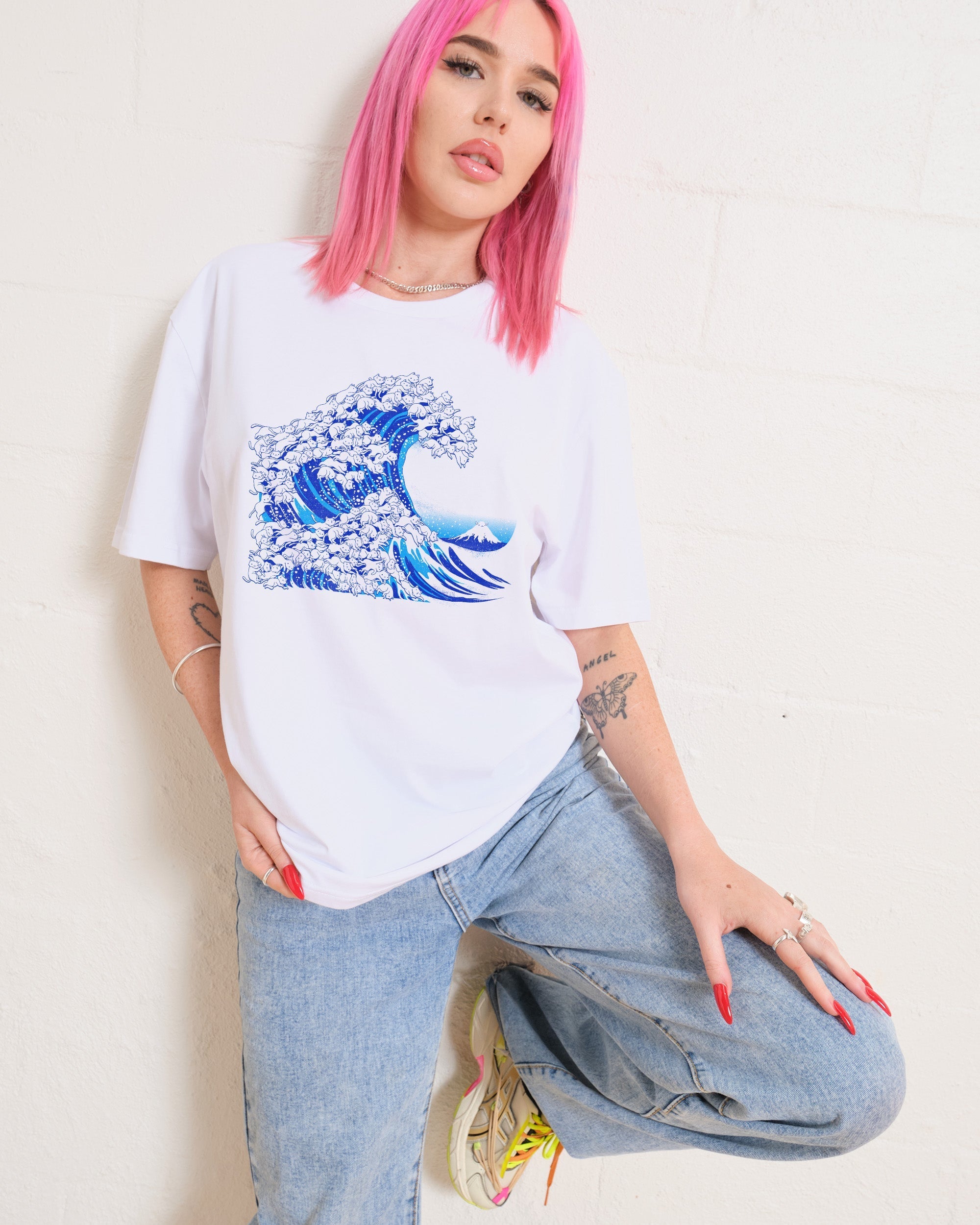 Kanagawa Cat Wave T-Shirt Unisex T-shirt, Sweatshirt, Hoodie, Long Sleeve Tee - T-Shirt, Sweatshirt, Hoodie