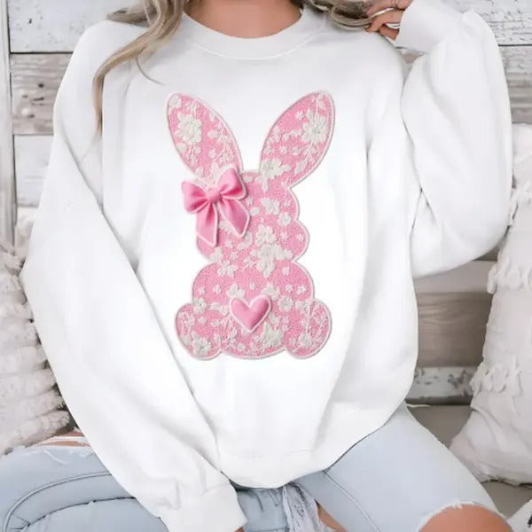 White Lace Bunny Coquette Bow Easter Lace Bow Bunny Shirt Happy Easter T-Shirts, Hoodie, Sweatshirt - T-Shirt, Sweatshirt, Hoodie