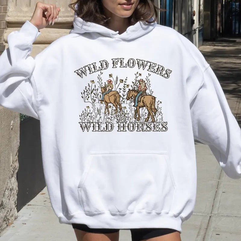 WiId FIowers WiId H0rses Country Girl Concert Top Country Music Long Sleeve Shirt T-Shirts, Hoodie, Sweatshirt - T-Shirt, Sweatshirt, Hoodie