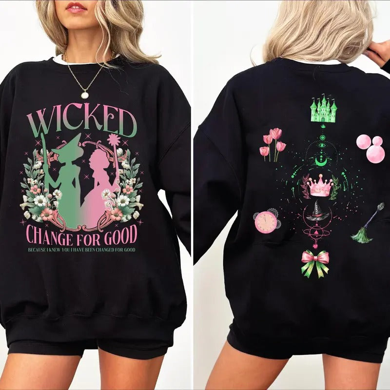 Wicked Change Good Glitter Wizard Oz Broomstick Shirt Wicked Defy Gravity Wizard Oz Movie Fan Soft Comfort Long Sleeves Fabric T-Shirts, Hoodie, Sweatshirt - T-Shirt, Sweatshirt, Hoodie
