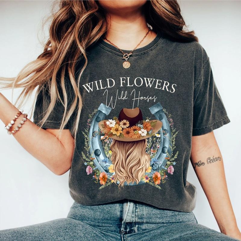 Wild Flowers Wild Horses Shirt Wild Flowers Shirt Country Girl Shirt Cowgirl Shirt Vintage Wild West ShirtShirt Woman Cowgirl Shirt Girl Cute Country Shirts Wild West Top T-Shirts, Hoodie, Sweatshirt - T-Shirt, Sweatshirt, Hoodie