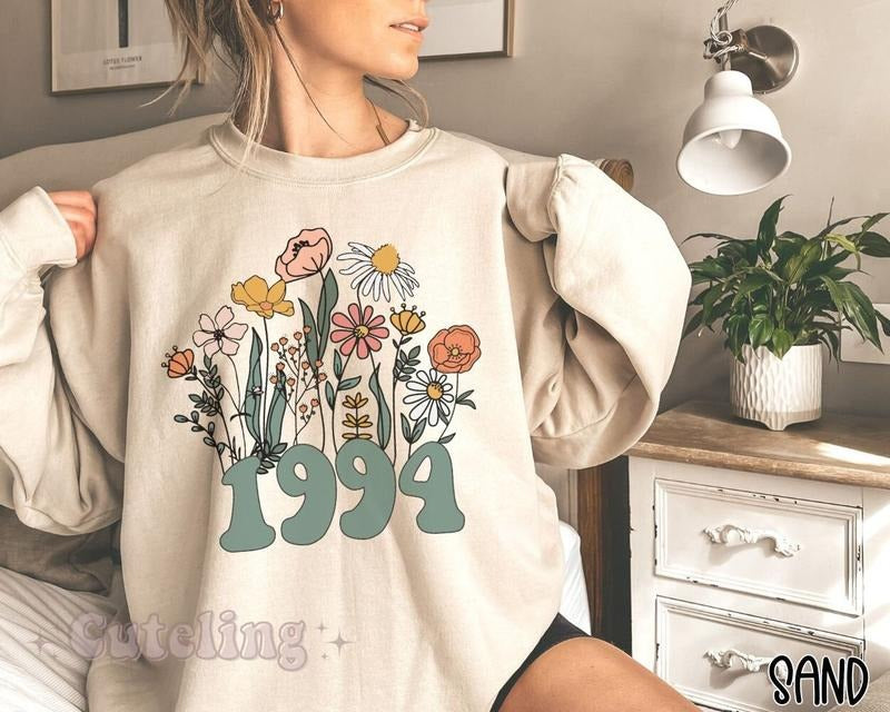 Wildflower 1994 30th 1994 Birth Year Number Shirt Turning 30 Bestie T-Shirts, Hoodie, Sweatshirt - T-Shirt, Sweatshirt, Hoodie