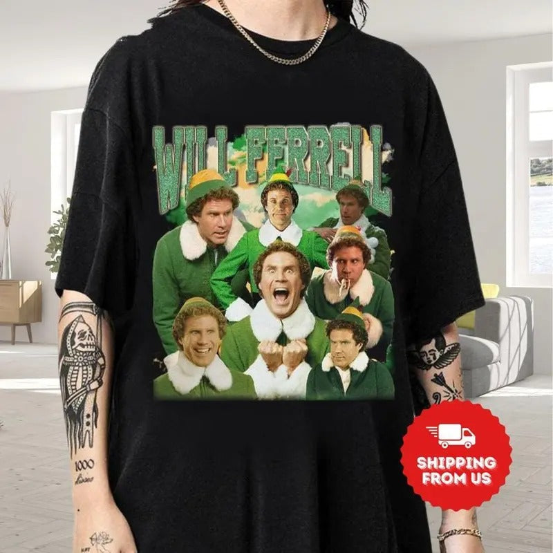 Will Ferrell Elf Shirt Movie Shirt Buddy Elf Funny Vacation Costume 2024 Him Her T-Shirts, Hoodie, Sweatshirt - T-Shirt, Sweatshirt, Hoodie