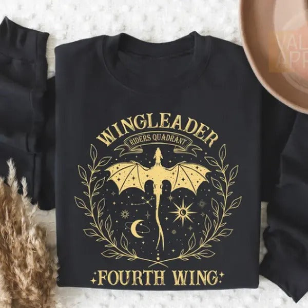 Wingleader Fourth Wing Dark Academia Iron Flame Shirt Medium Heavy Fabric Loose Fit Machine Washable Casual T-Shirts, Hoodie, Sweatshirt - T-Shirt, Sweatshirt, Hoodie