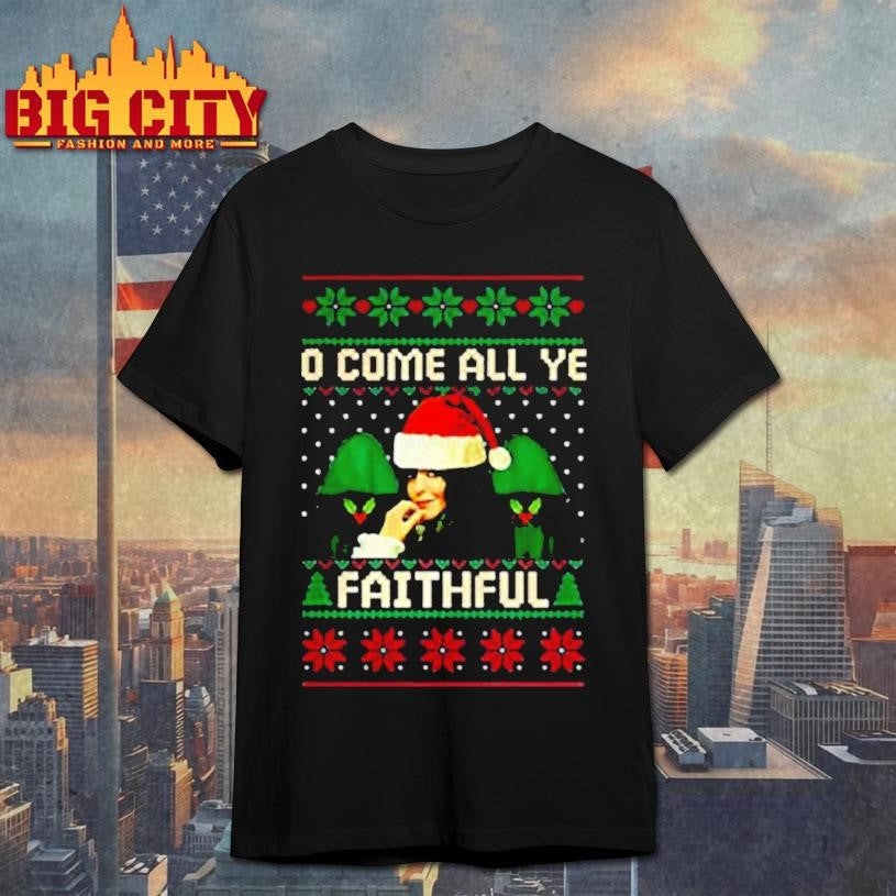 Winkleman Santa hat and cloak The traitors Claudia oh come all ye faithful ugly Christmas shirt - T-Shirt, Sweatshirt, Hoodie